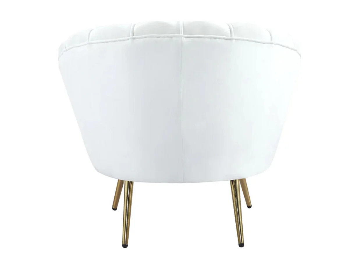 Fauteuil moderne velours et pied métal doré Pétal-Ecru