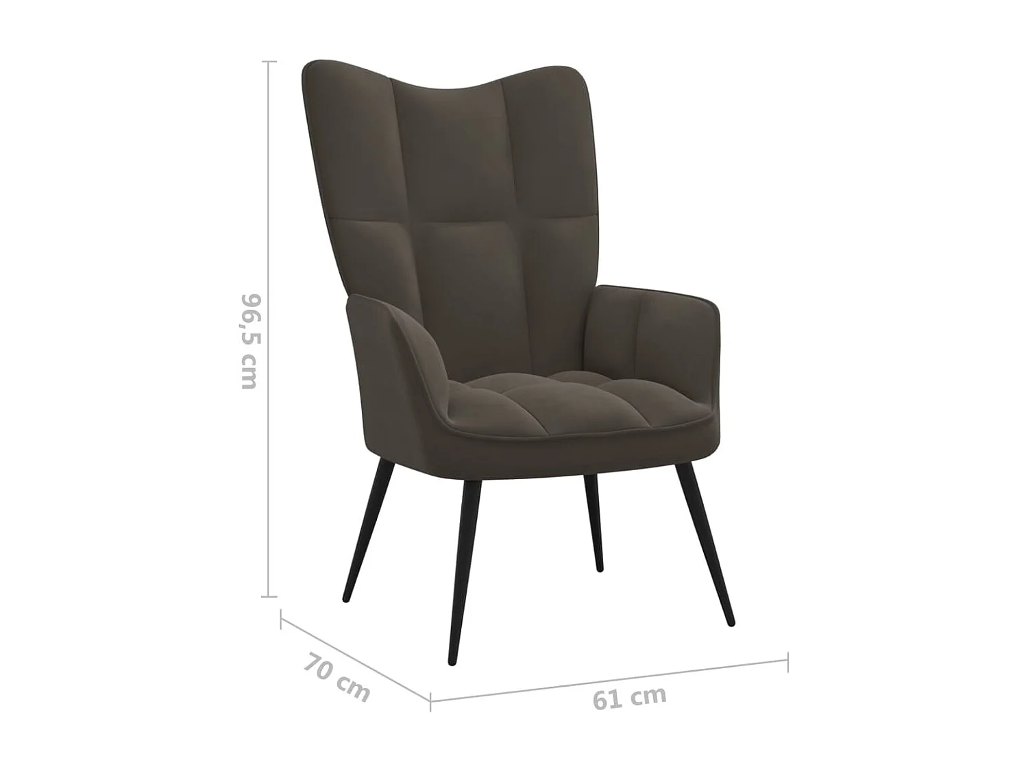 Fauteuil bergère Gris foncé Velours