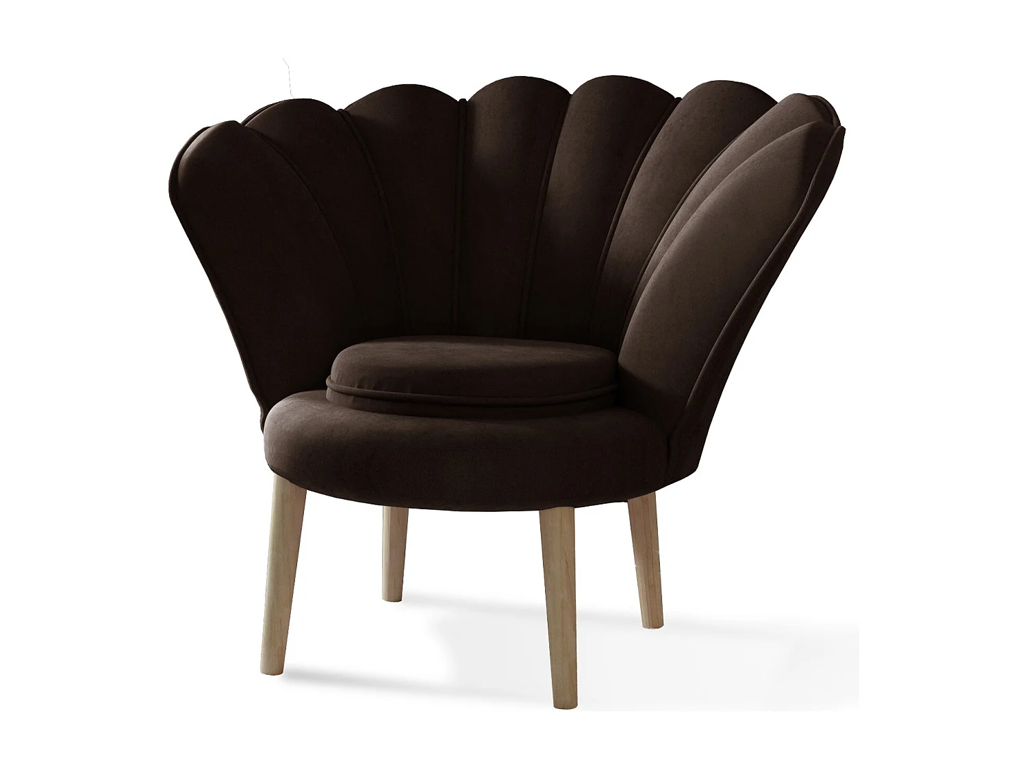 Fauteuil coquillage velours marron foncé Skidra