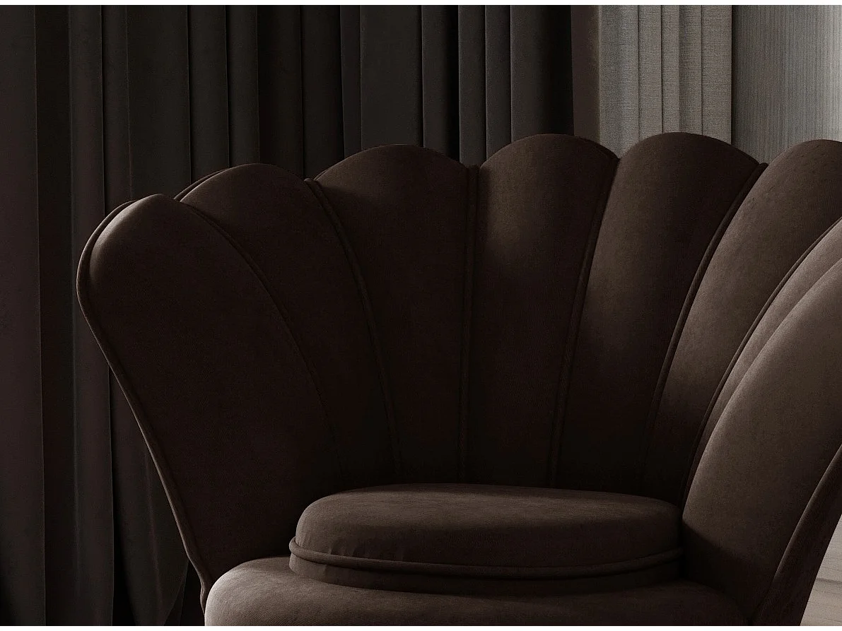 Fauteuil coquillage velours marron foncé Skidra
