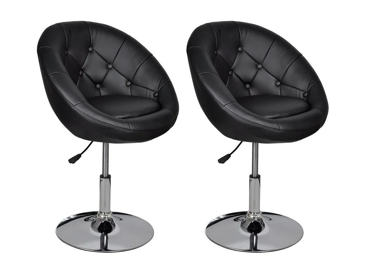 Fauteuil noir Similicuir Kapole - Lot de 2