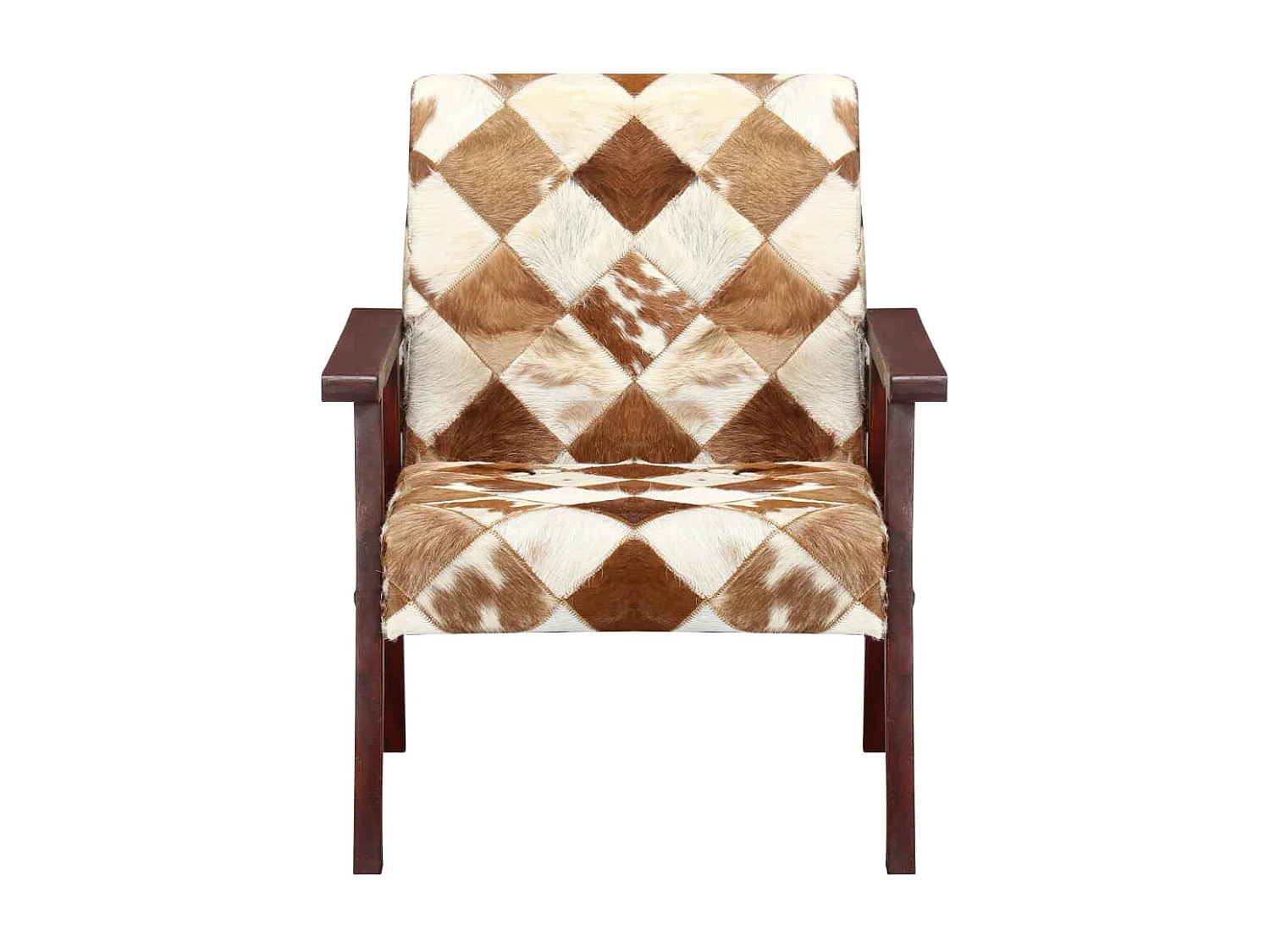 Fauteuil Blanc et marron Cuir véritable de chèvre