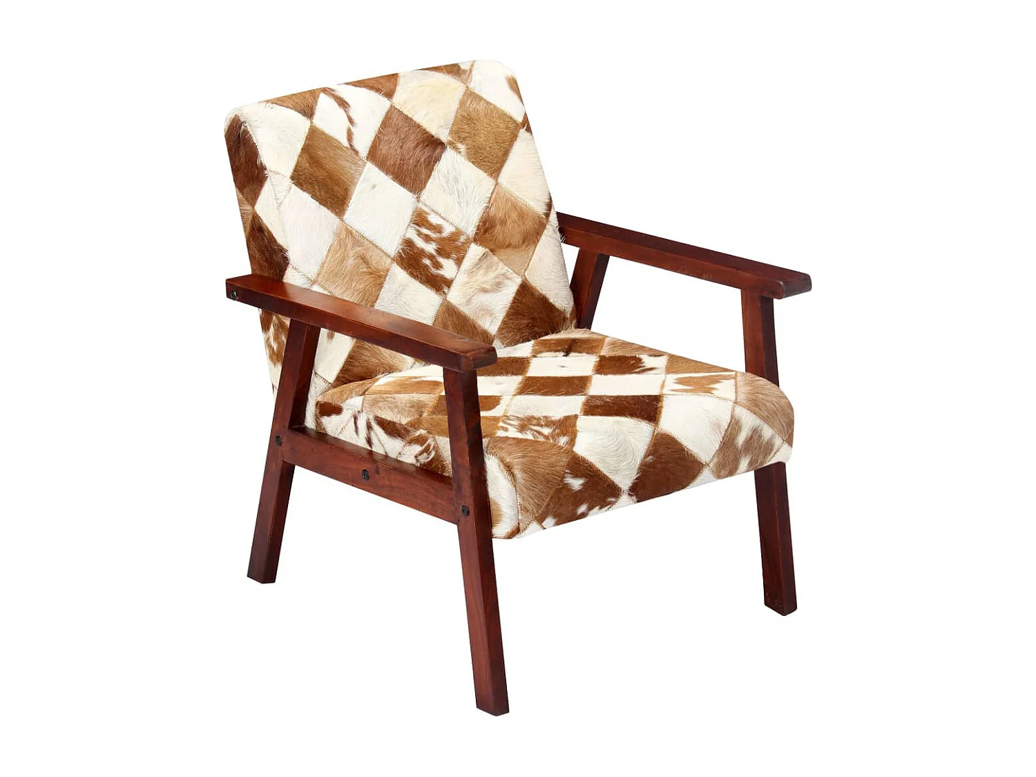 Fauteuil Blanc et marron Cuir véritable de chèvre