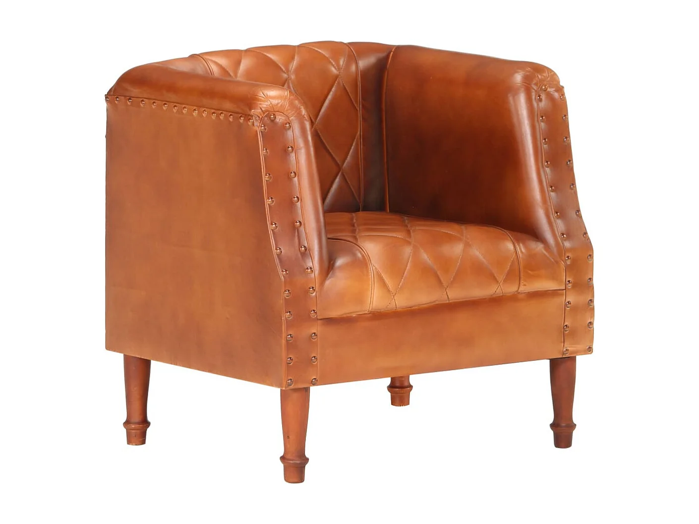 Fauteuil Marron Cuir véritable de chèvre