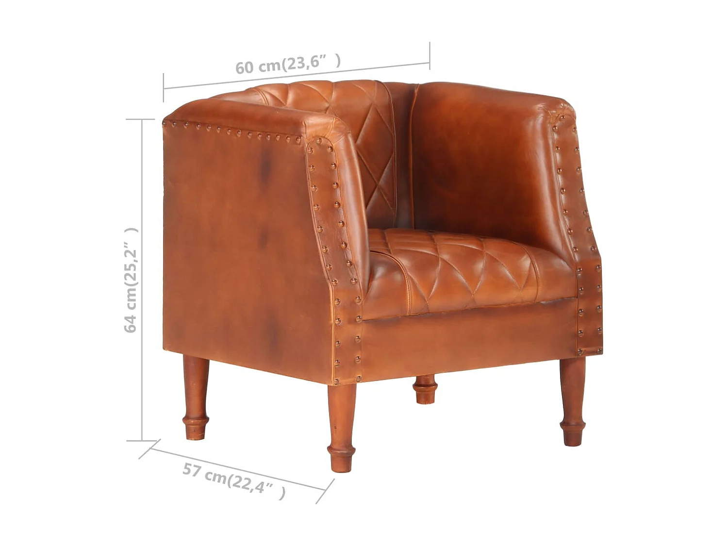Fauteuil Marron Cuir véritable de chèvre