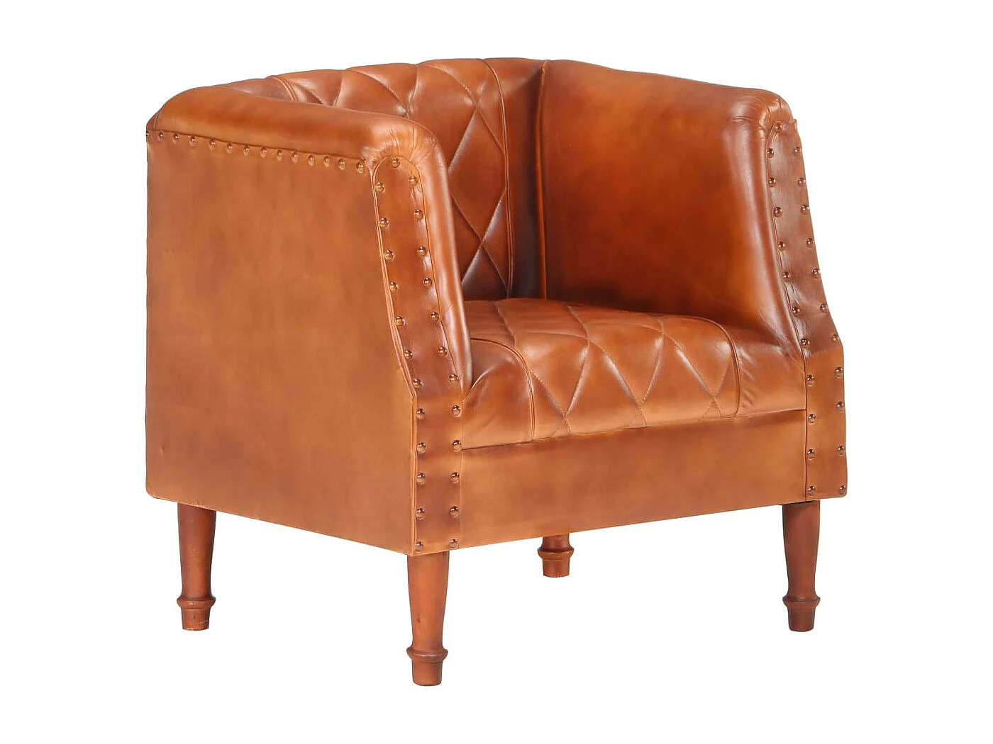 Fauteuil Marron Cuir véritable de chèvre