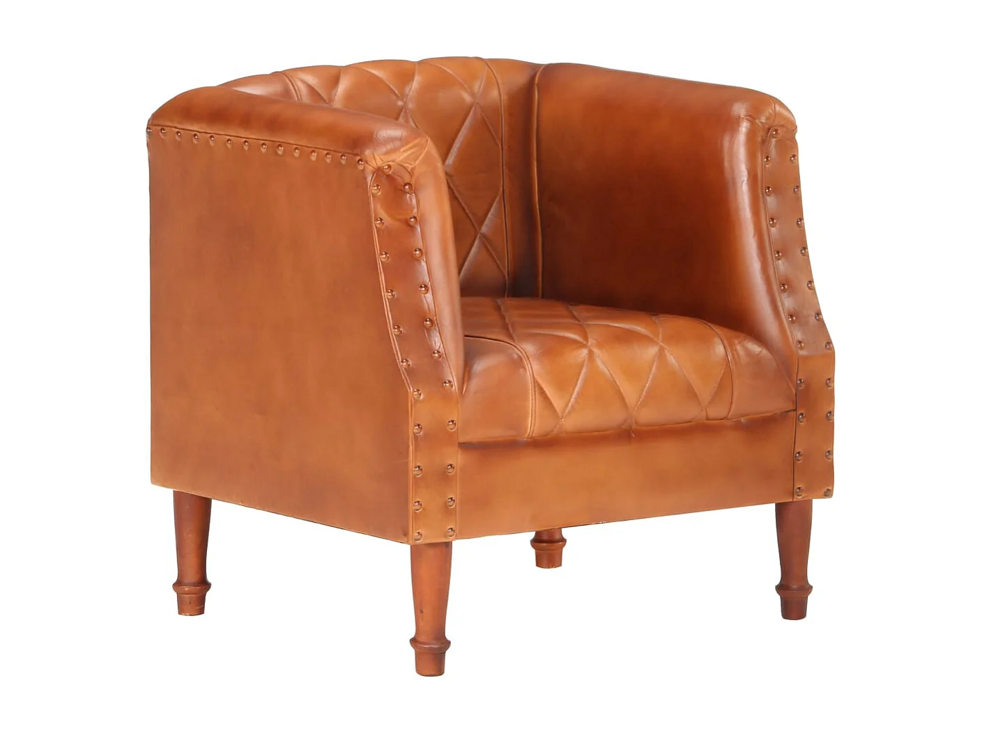 Fauteuil Marron Cuir véritable de chèvre
