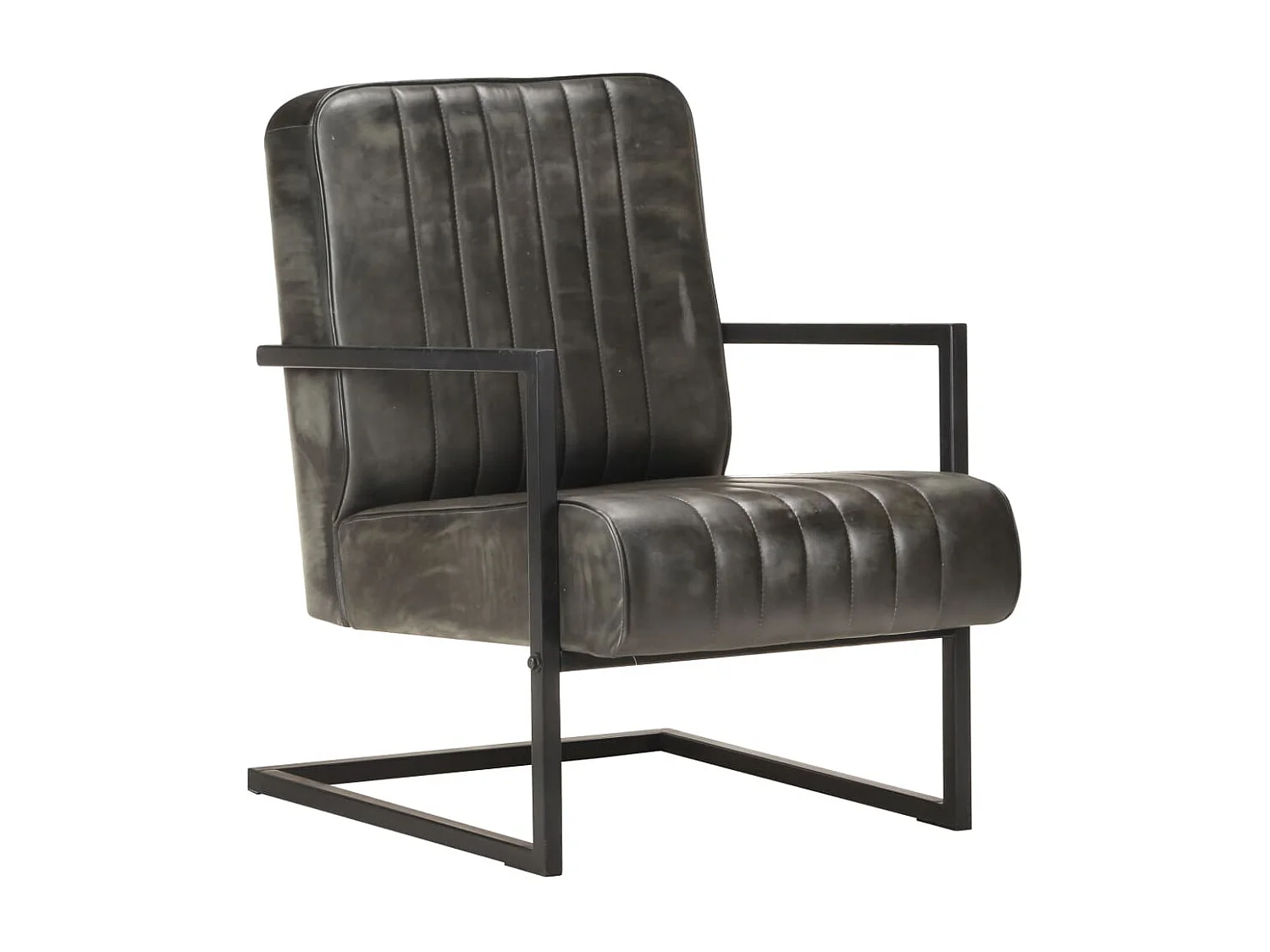 Fauteuil cantilever Gris Cuir véritable