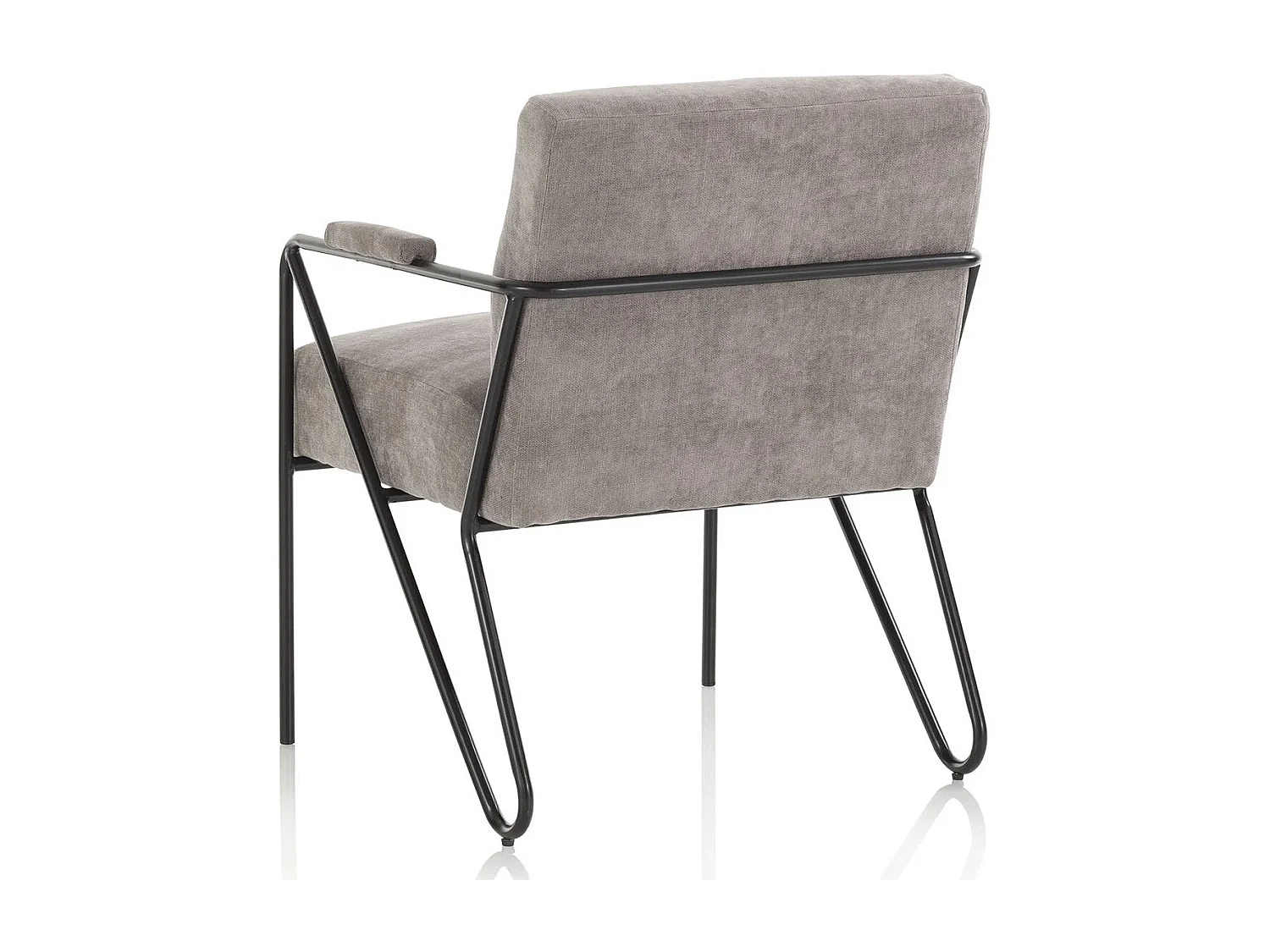 Fauteuil Apach grijs fluweel en antraciet metalen poten