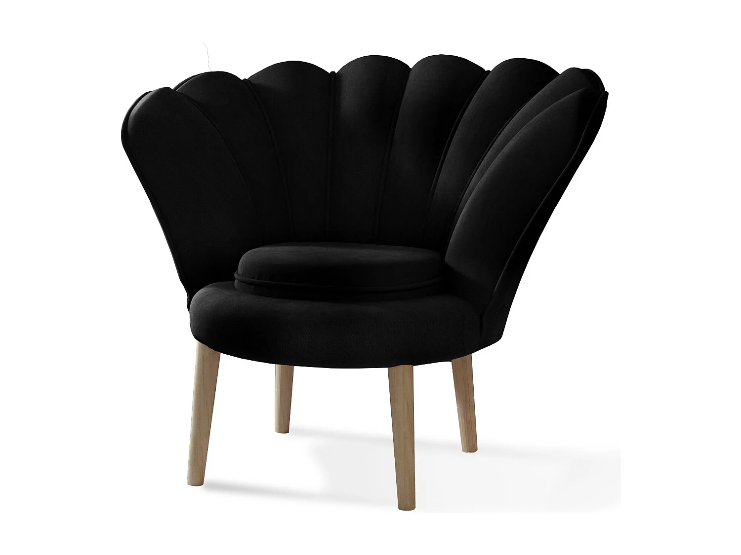 Skidra zwart fluwelen schelpfauteuil