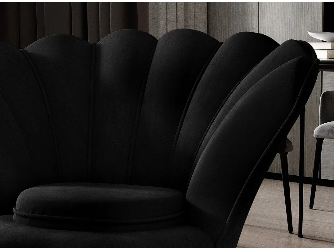 Skidra zwart fluwelen schelpfauteuil