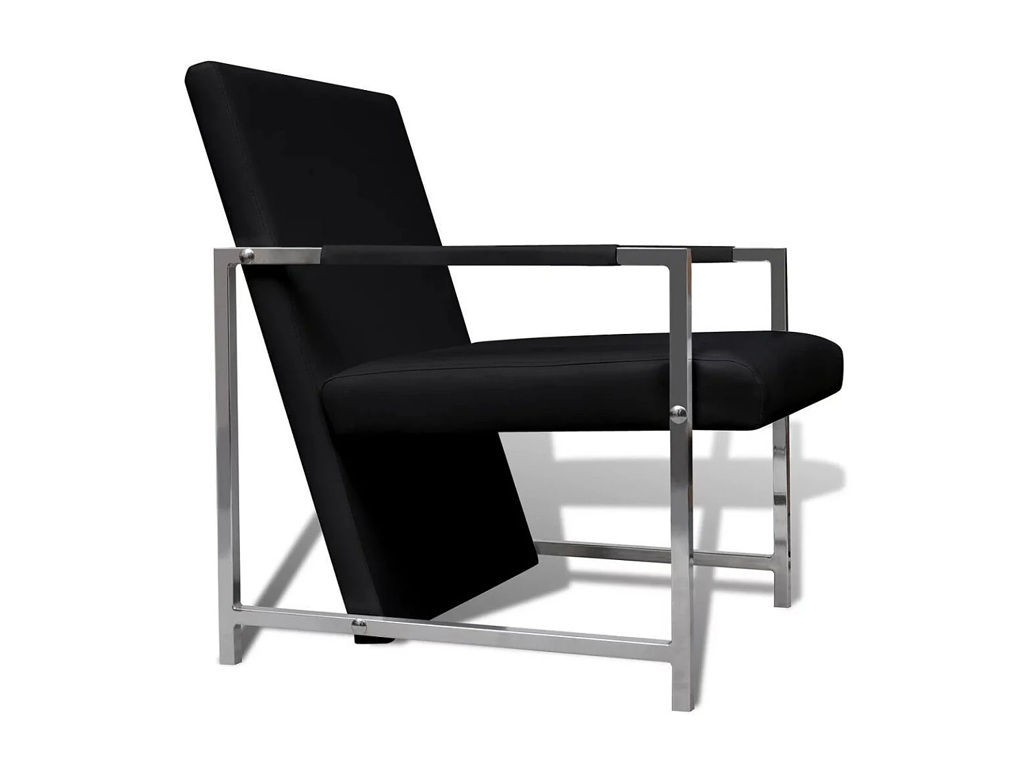 Fauteuil avec pied chromé Noir Similicuir