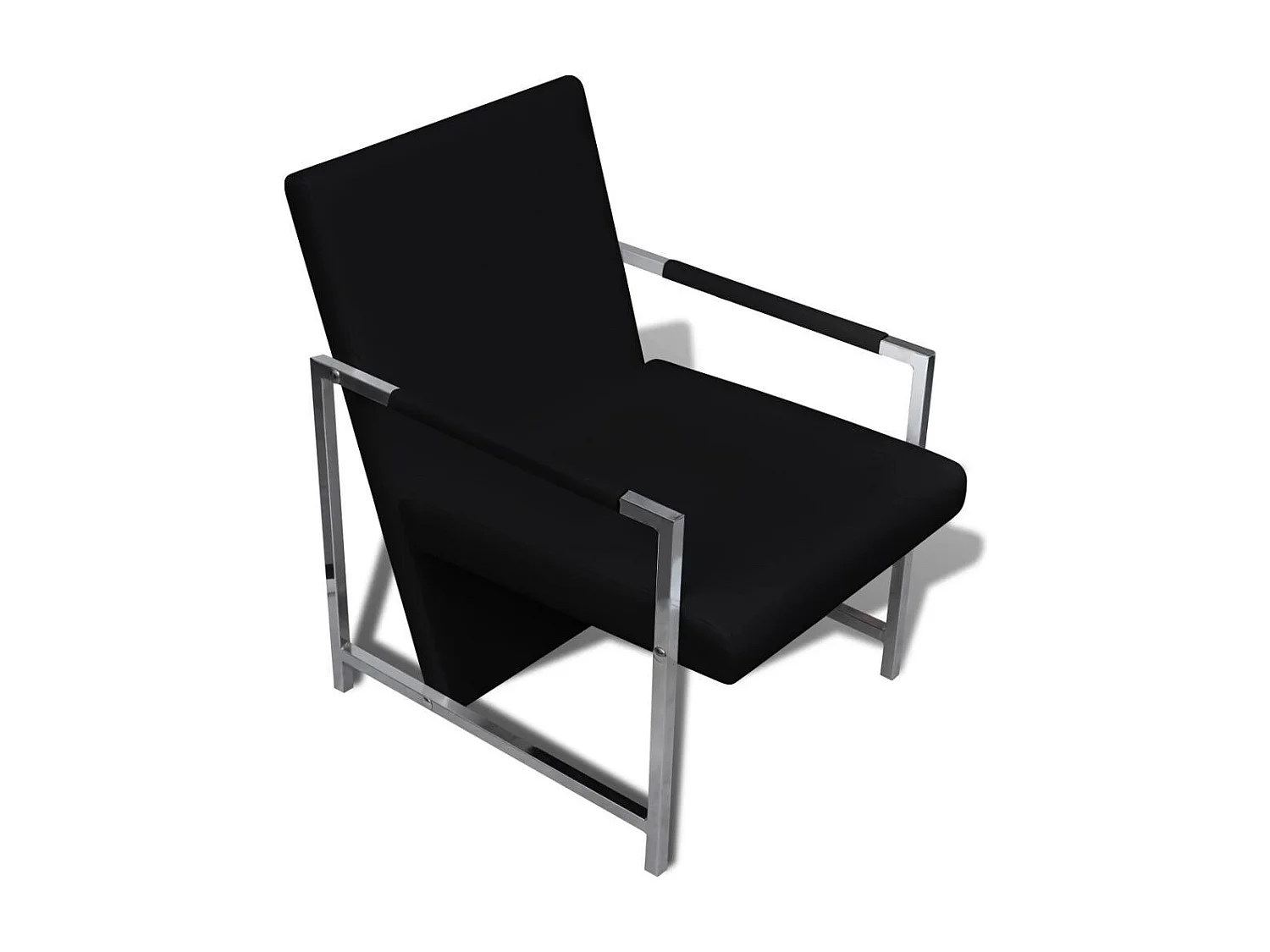 Fauteuil avec pied chromé Noir Similicuir