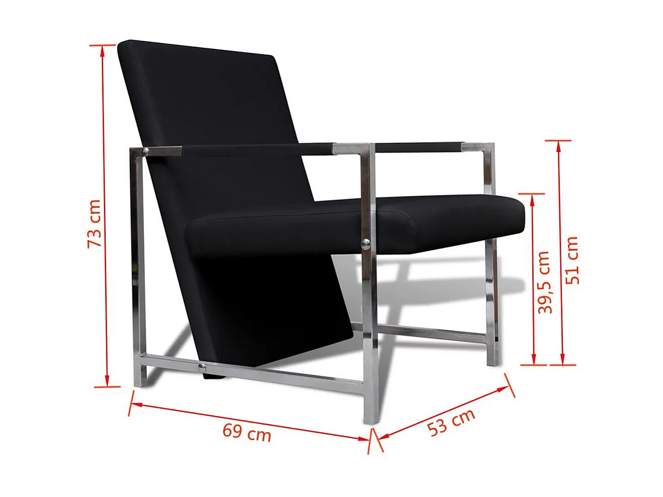 Fauteuil avec pied chromé Noir Similicuir