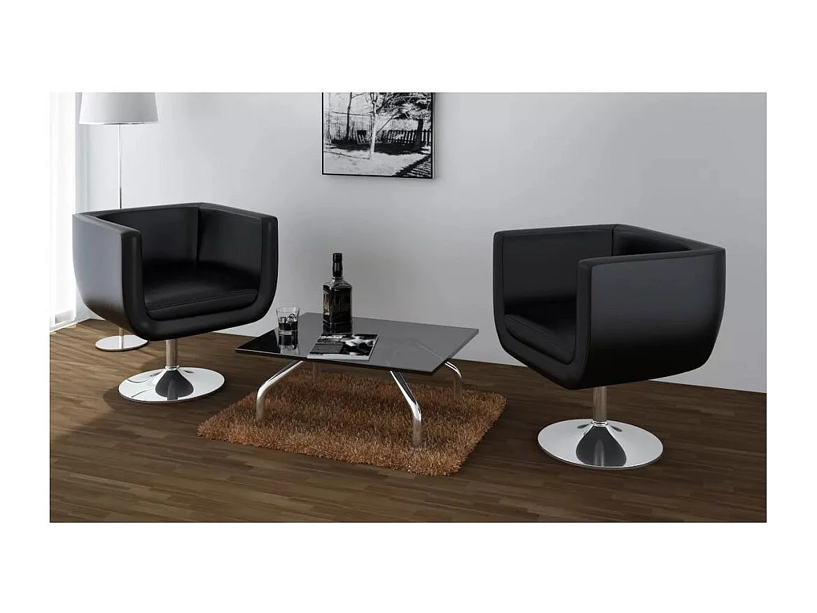 Chaise de bar 2 pc Cuir artificiel Noir