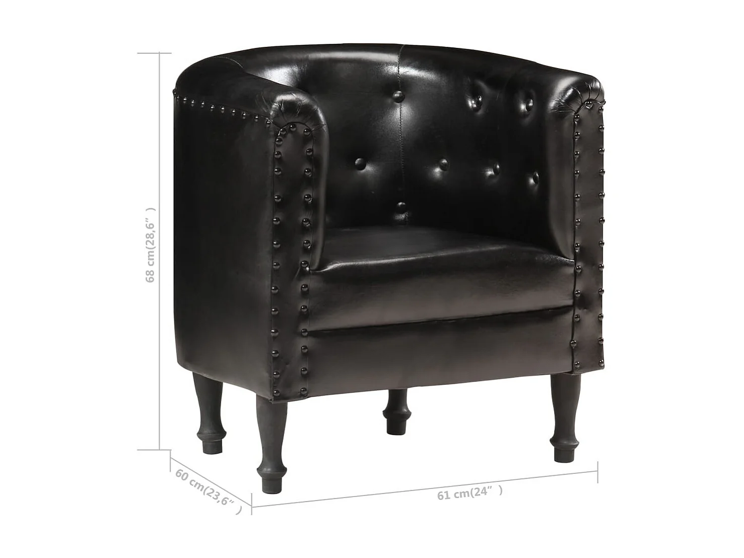 Fauteuil Noir Cuir véritable 8