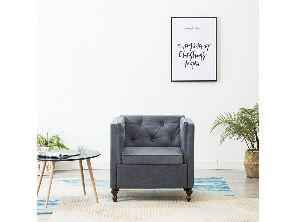 Fauteuil Gris Tissu Koza