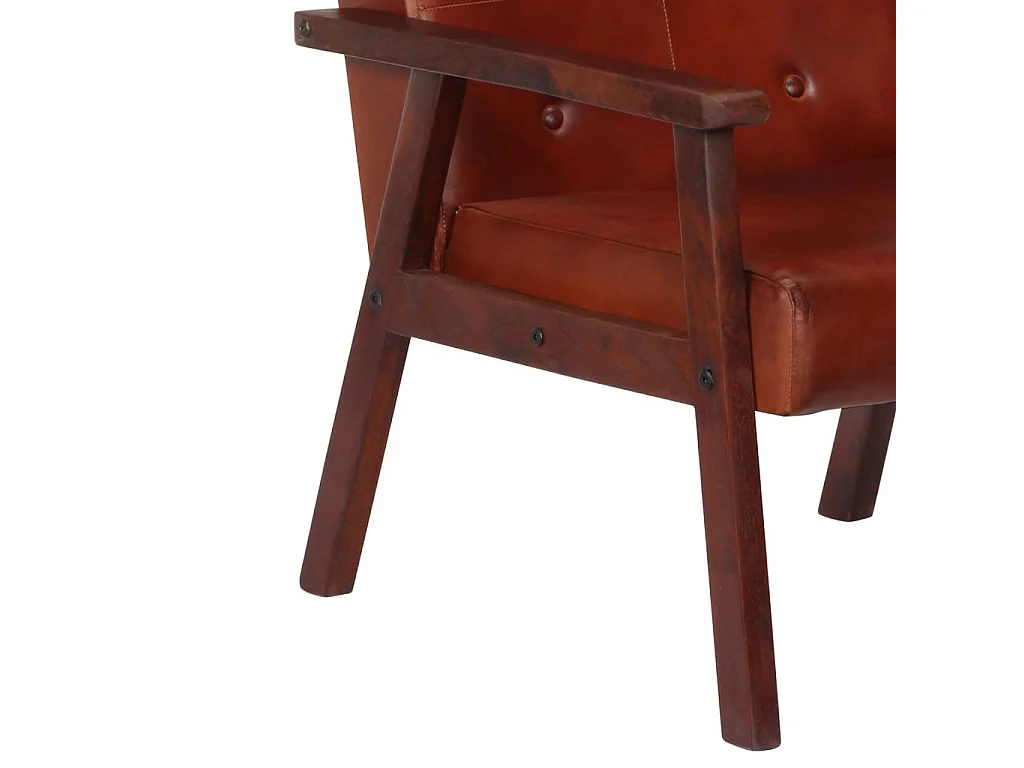Fauteuil Marron Cuir véritable 8