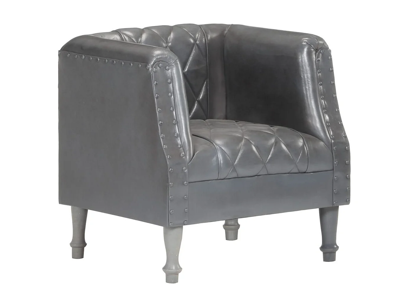 Fauteuil Gris Cuir véritable de chèvre