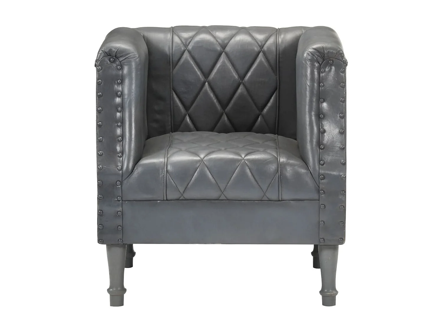 Fauteuil Gris Cuir véritable de chèvre