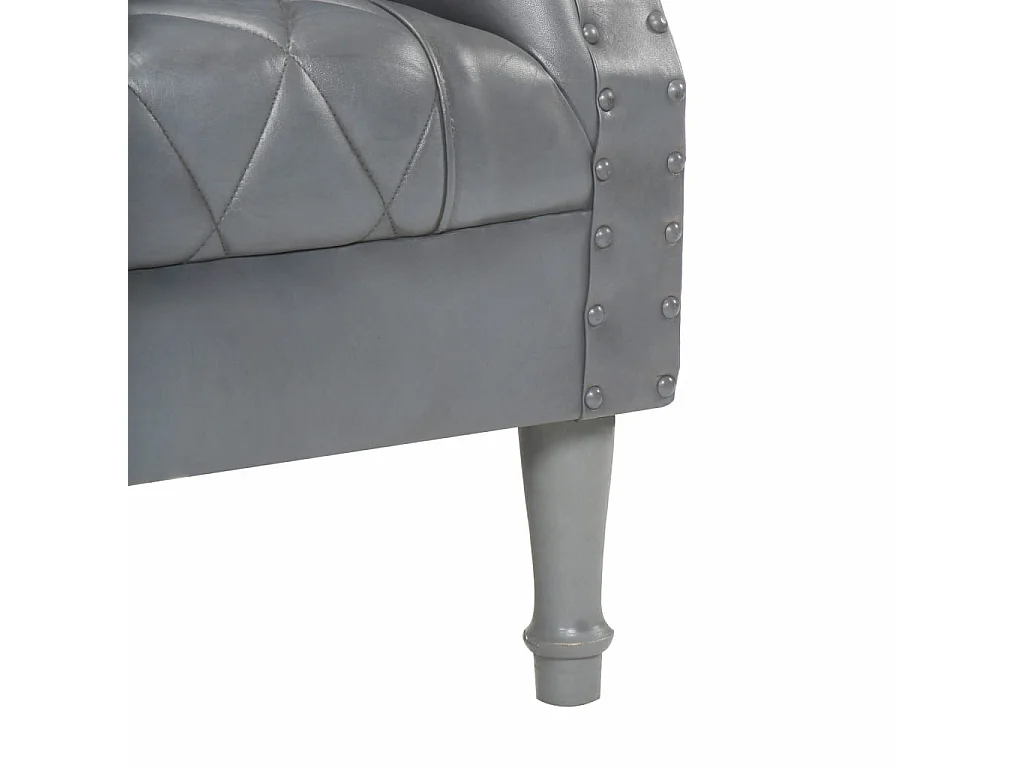 Fauteuil Gris Cuir véritable de chèvre