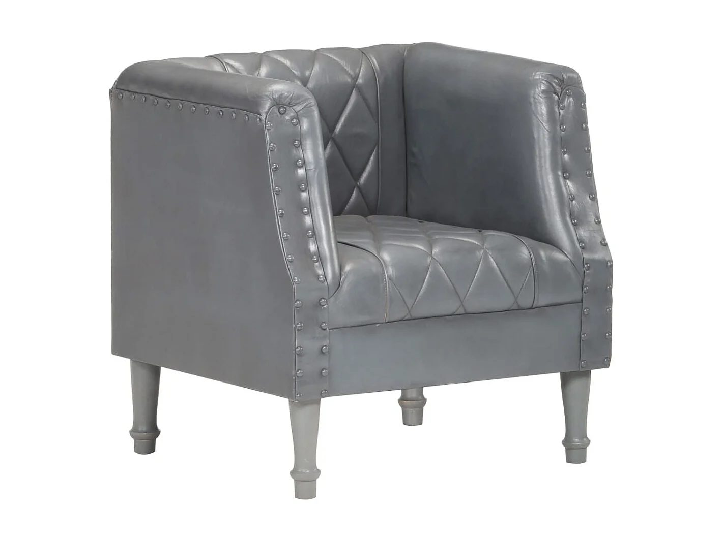 Fauteuil Gris Cuir véritable de chèvre