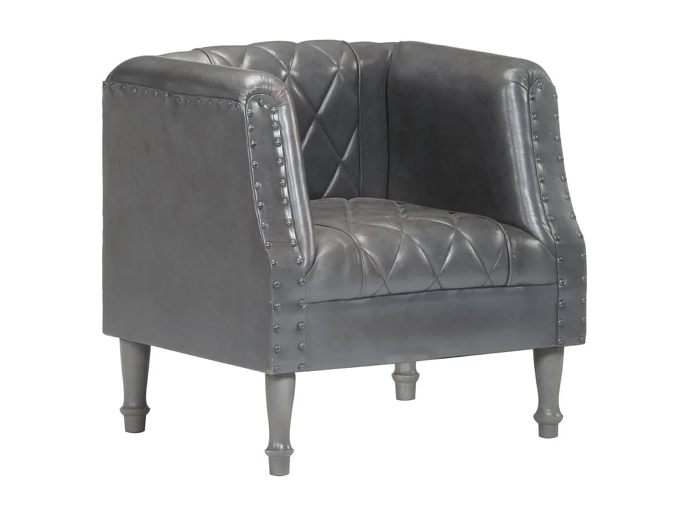 Fauteuil Gris Cuir véritable de chèvre