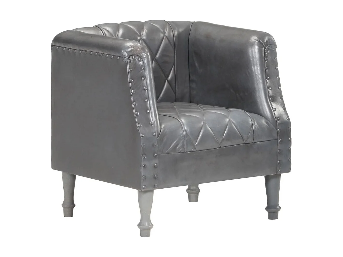 Fauteuil Gris Cuir véritable de chèvre