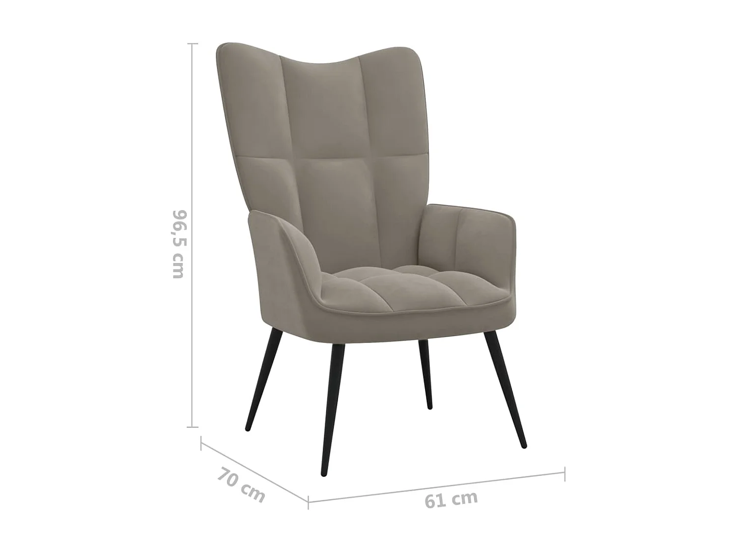 Fauteuil bergère Gris clair Velours