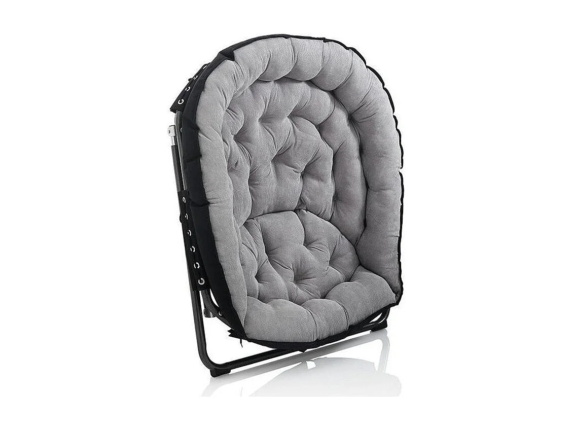 Fauteuil velours gris et pied métal noir Iful