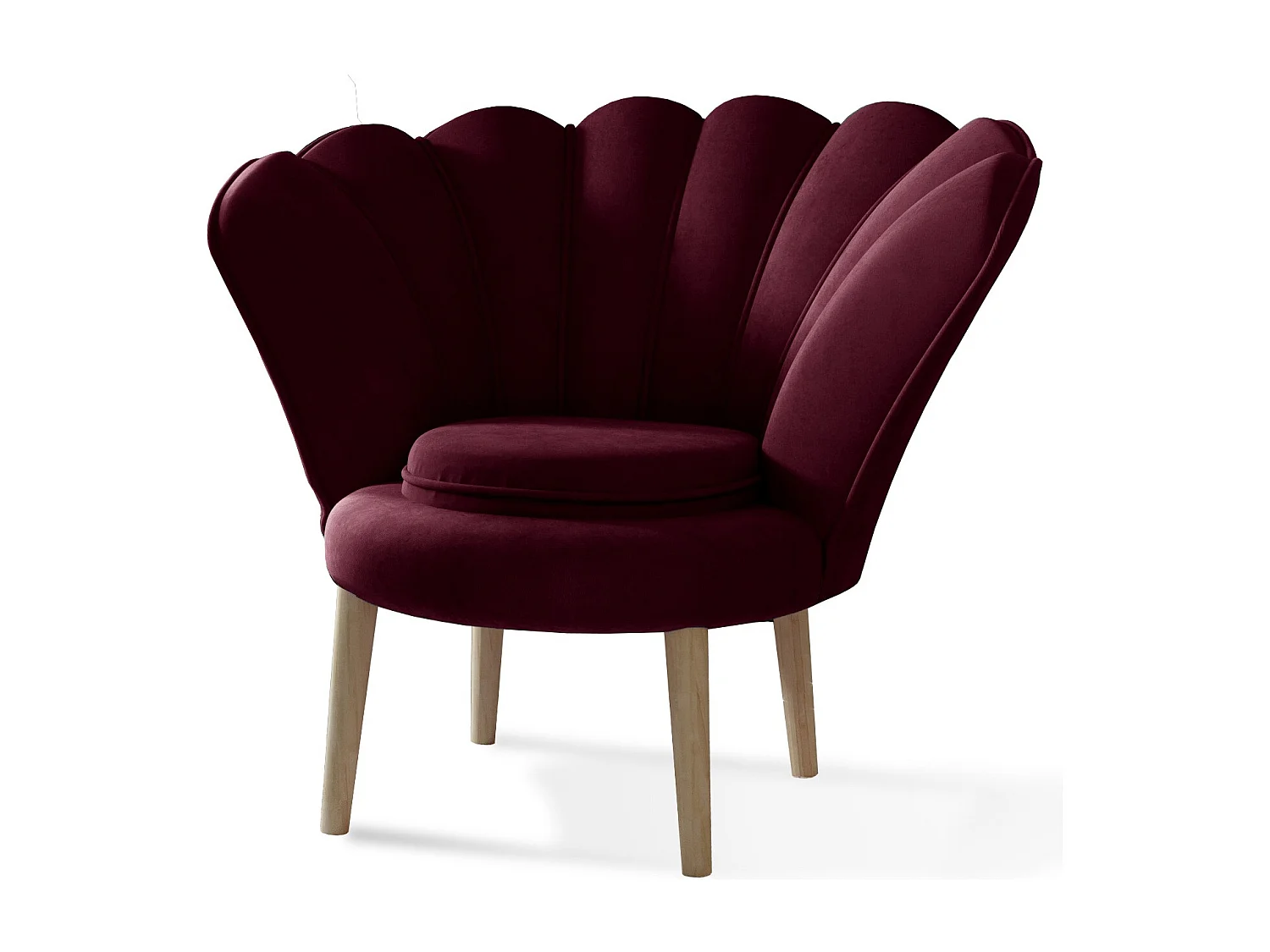 Fauteuil coquillage velours bordeaux Skidra