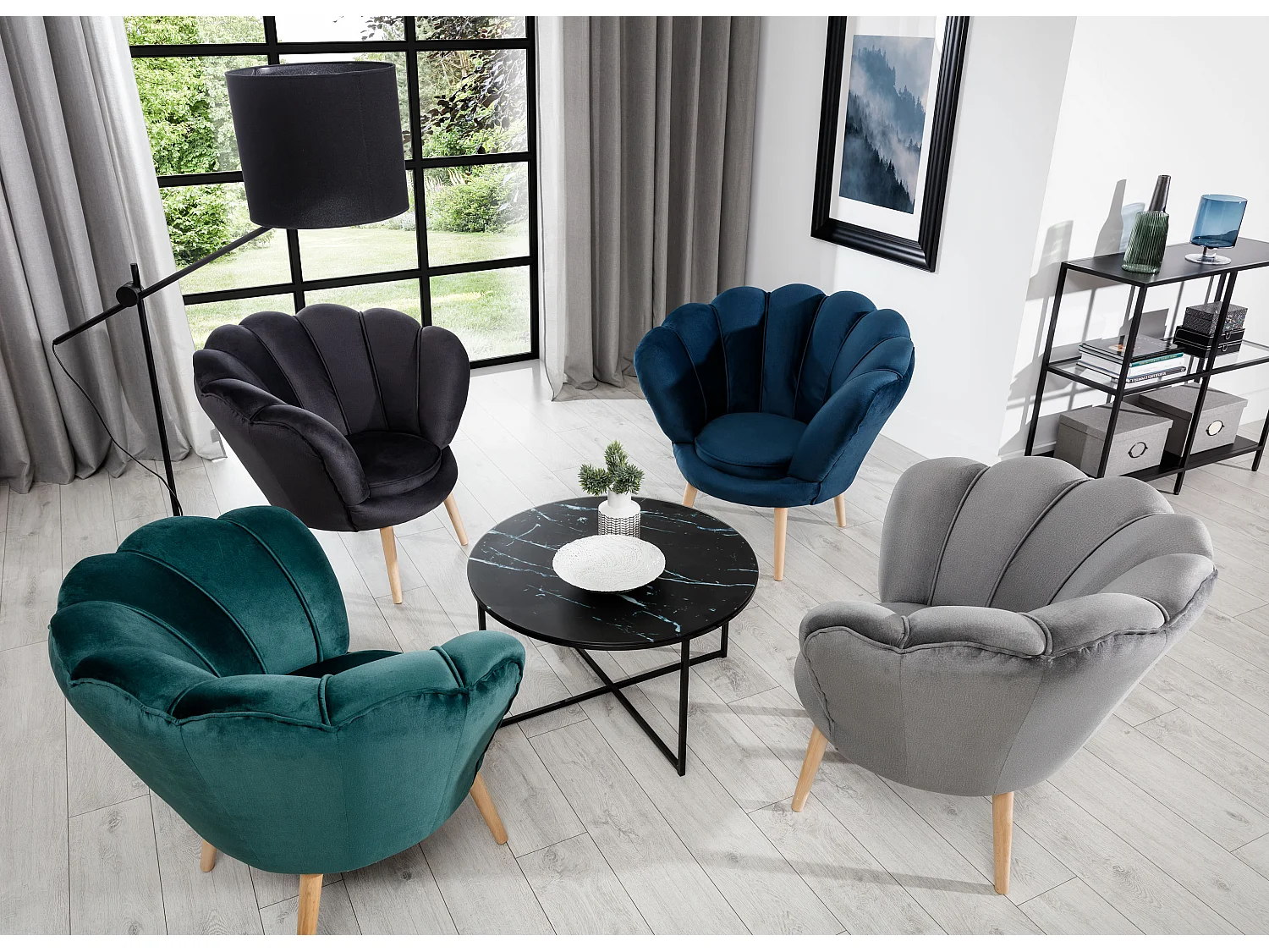 Fauteuil coquillage velours bordeaux Skidra