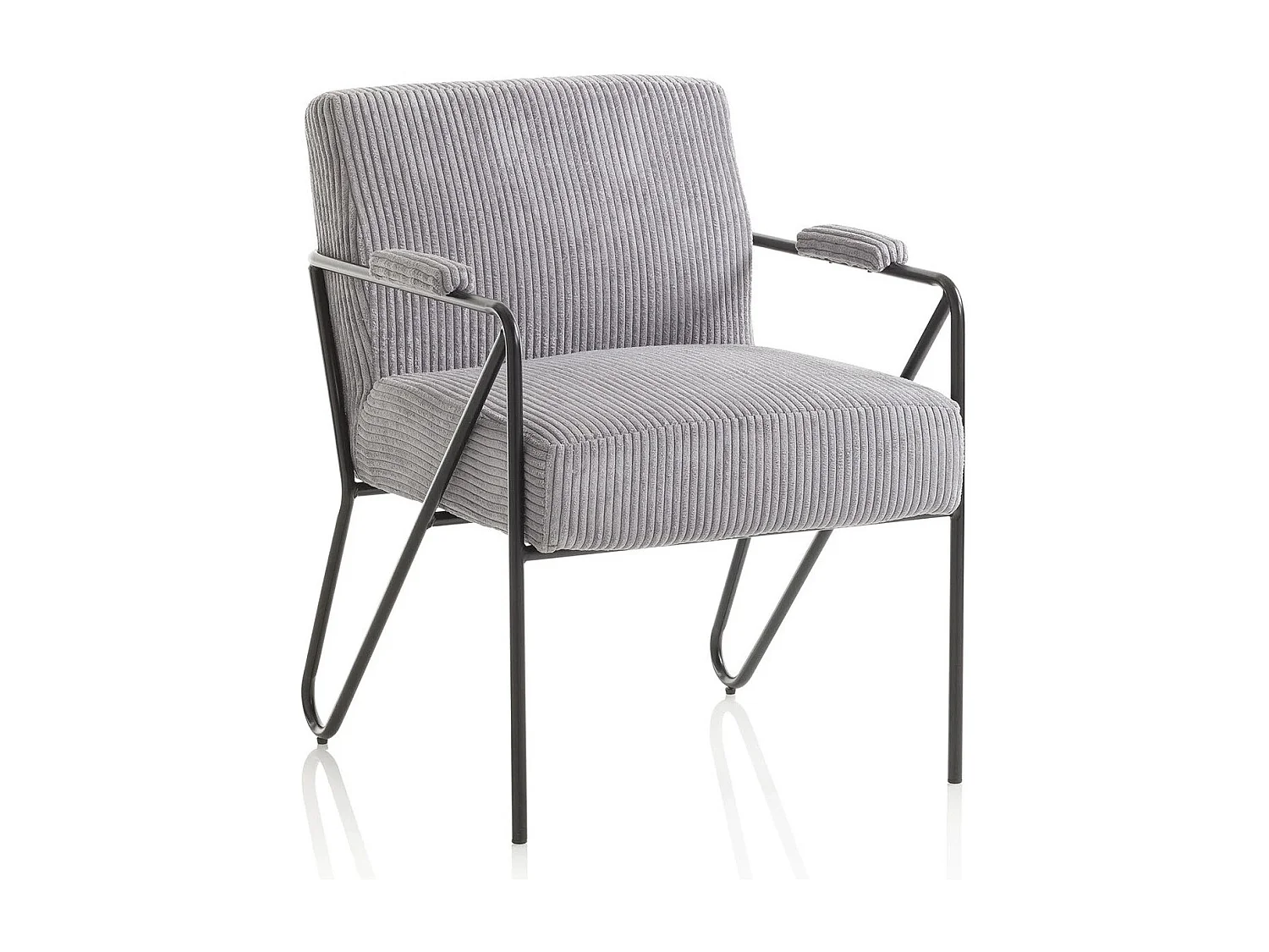 Apach lichtgrijze fluwelen fauteuil en antraciet metalen poten