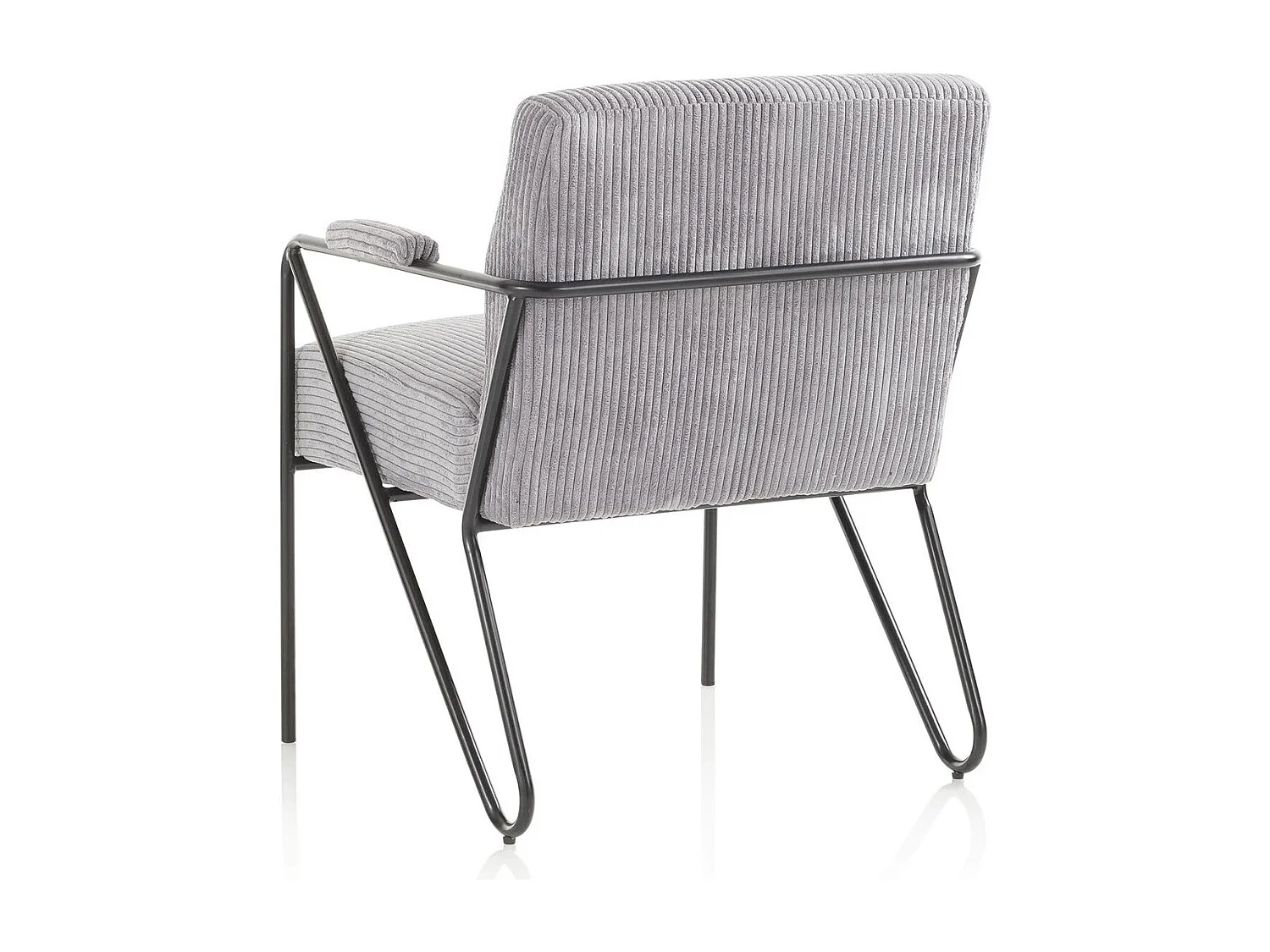 Apach lichtgrijze fluwelen fauteuil en antraciet metalen poten