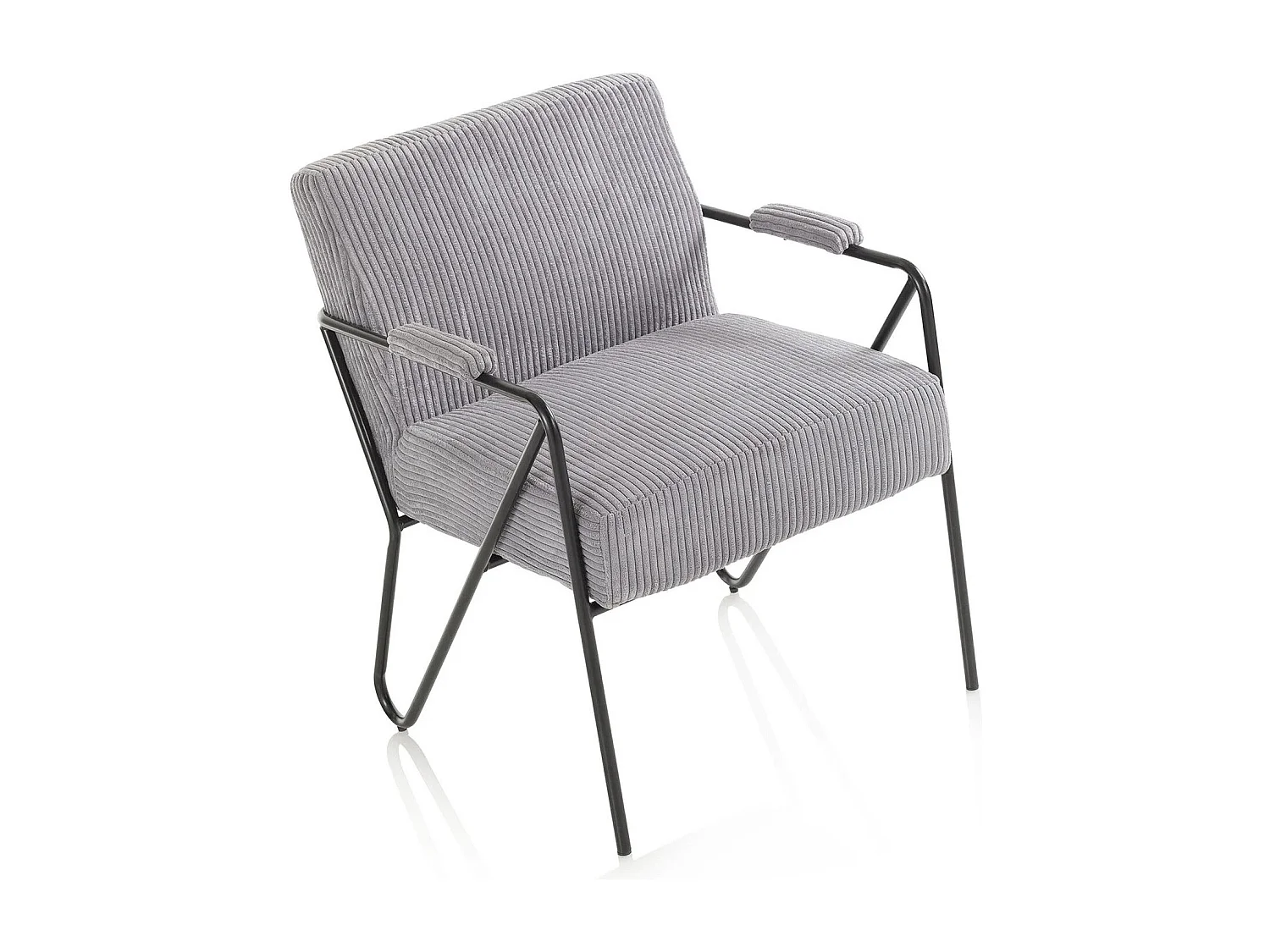 Apach lichtgrijze fluwelen fauteuil en antraciet metalen poten