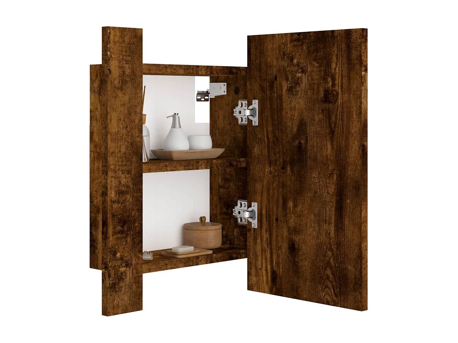 Armoire à miroir LED de salle de bain chêne fumé 40x12x45