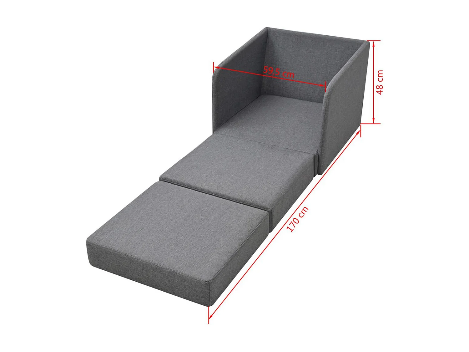 Fauteuil convertible Gris clair Tissu
