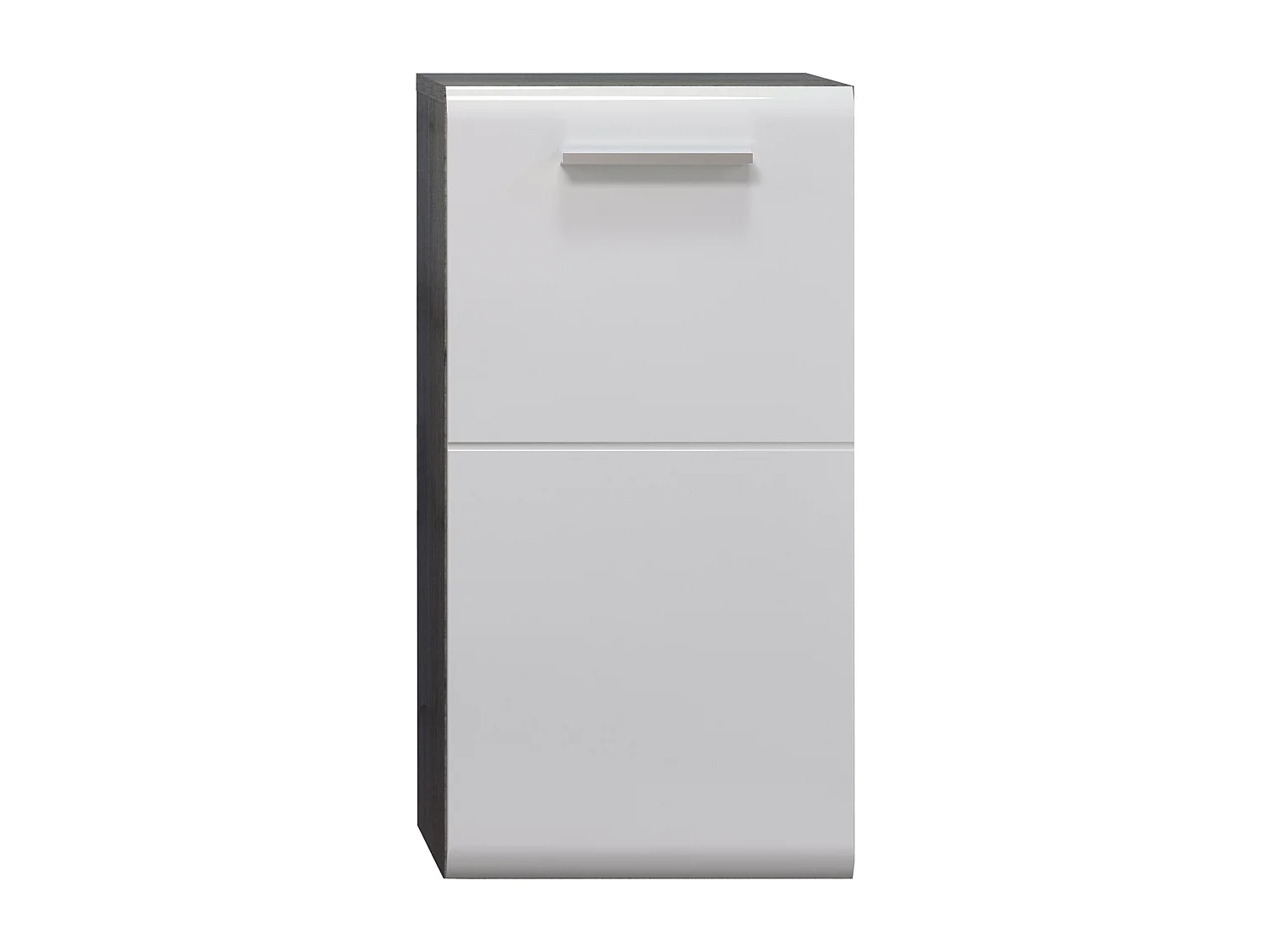 Meuble bas suspendu 1 porte blanc brillant et gris foncé Touka 35cm