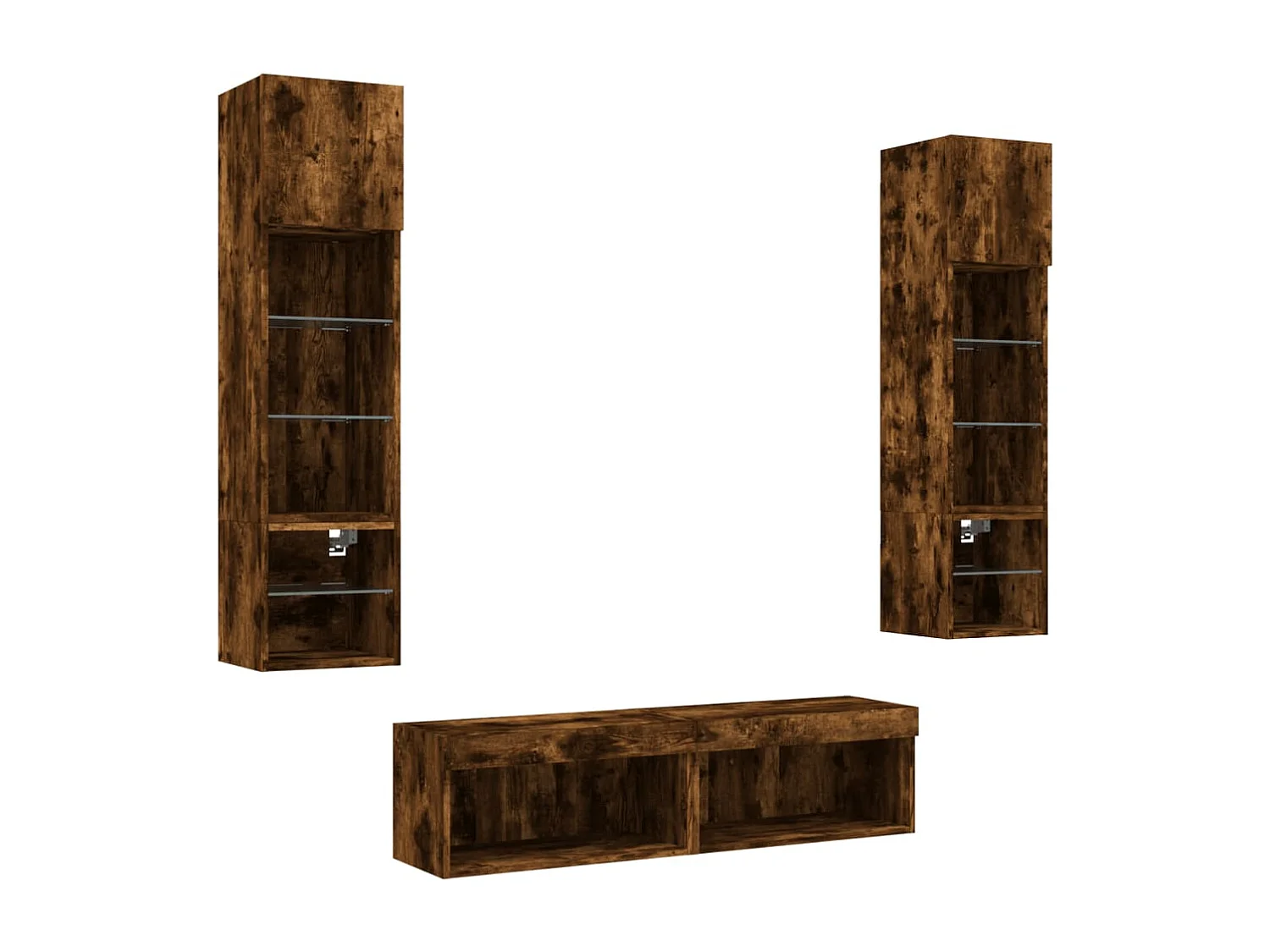 Unité murale TV avec LED 6 pc chêne fumé bois d'ingénierie