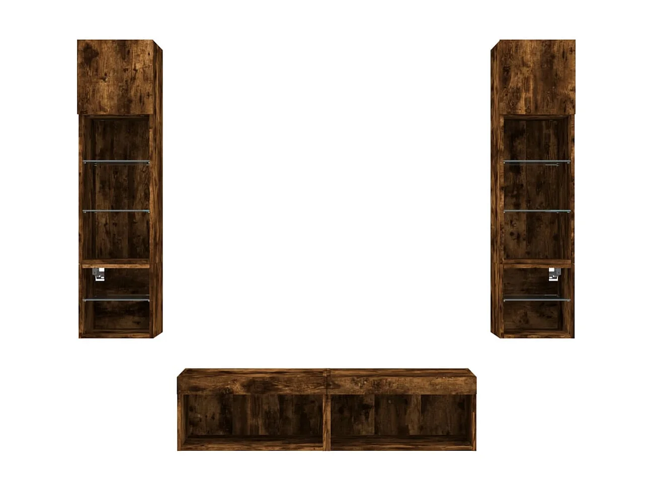 Unité murale TV avec LED 6 pc chêne fumé bois d'ingénierie