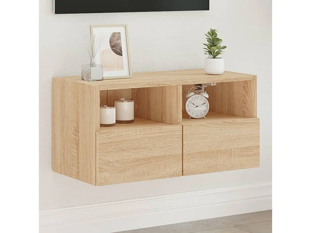 Meuble TV mural chêne sonoma 60x30x30 bois d'ingénierie