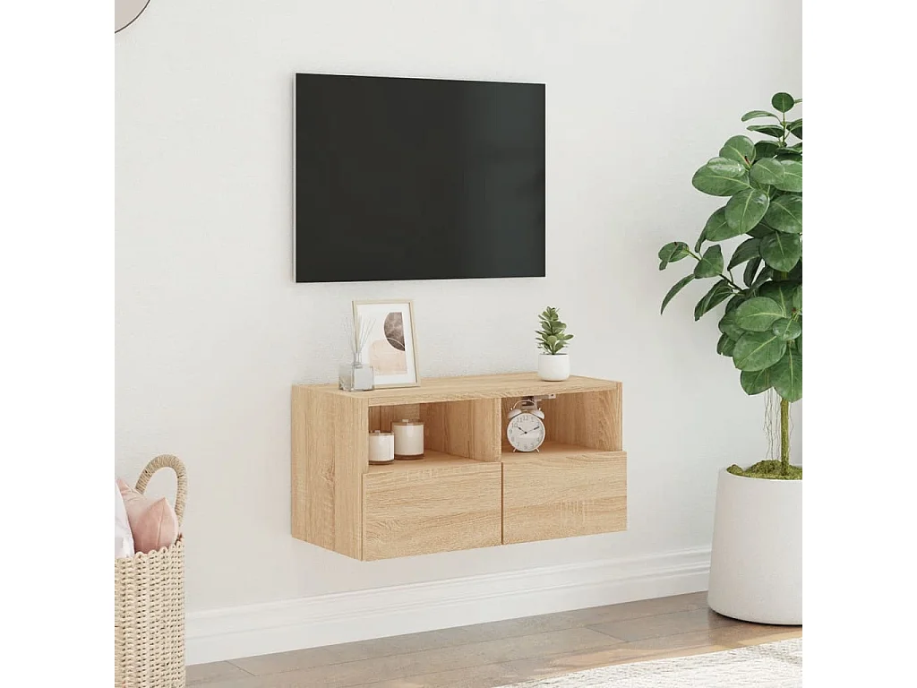 Meuble TV mural chêne sonoma 60x30x30 bois d'ingénierie