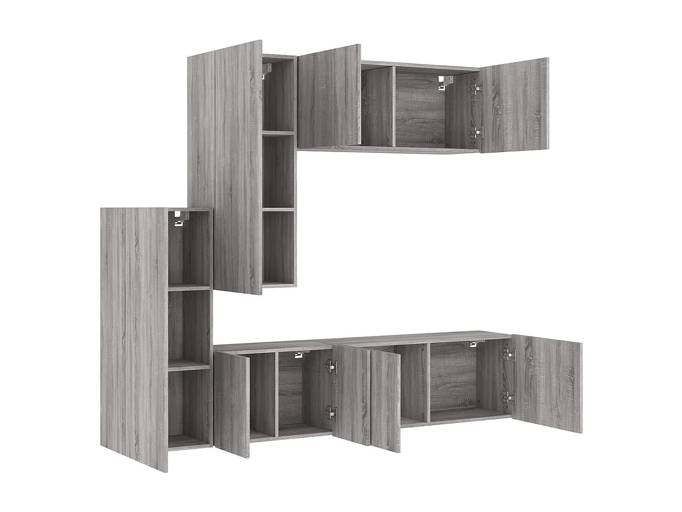 Unité murale TV 5 pc sonoma gris bois d'ingénierie