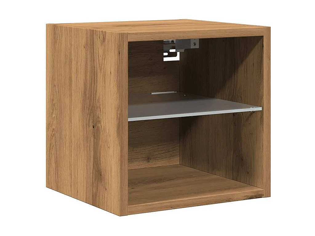 Meuble TV muraux lumière LED 2 pc chêne artisanal