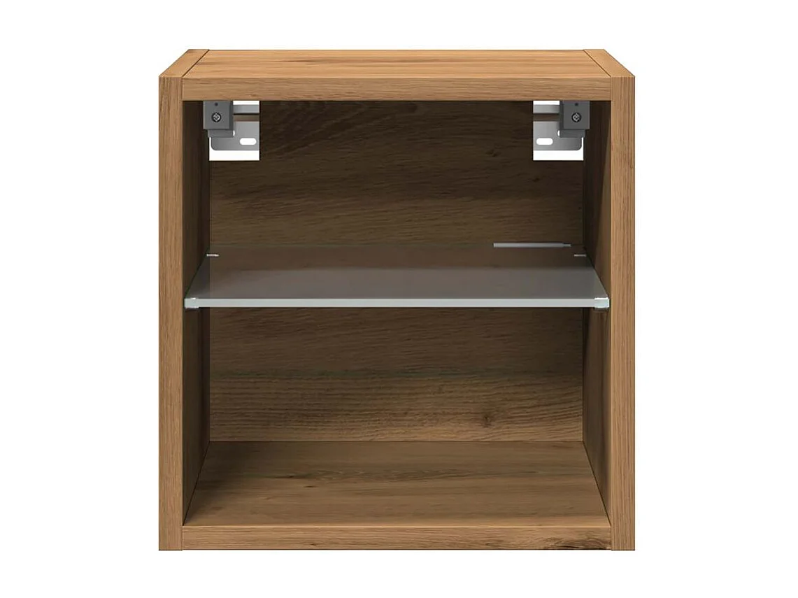 Meuble TV muraux lumière LED 2 pc chêne artisanal