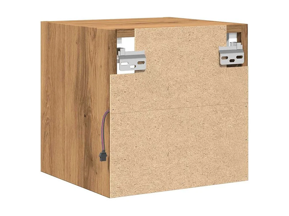 Meuble TV muraux lumière LED 2 pc chêne artisanal