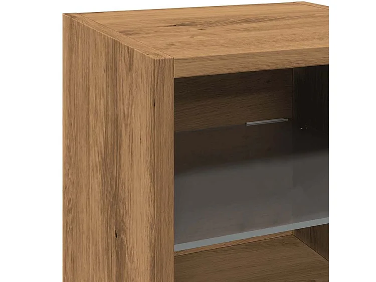 Meuble TV muraux lumière LED 2 pc chêne artisanal