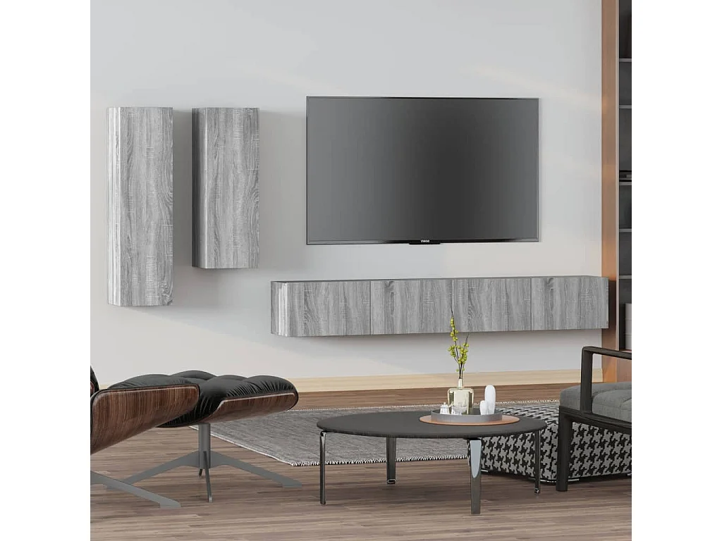 Ensemble de meuble TV 4 pc Sonoma gris Bois d'ingénierie