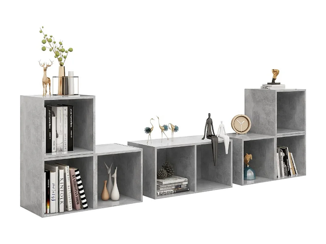 Ensemble de meuble TV 6 pc Gris béton 3