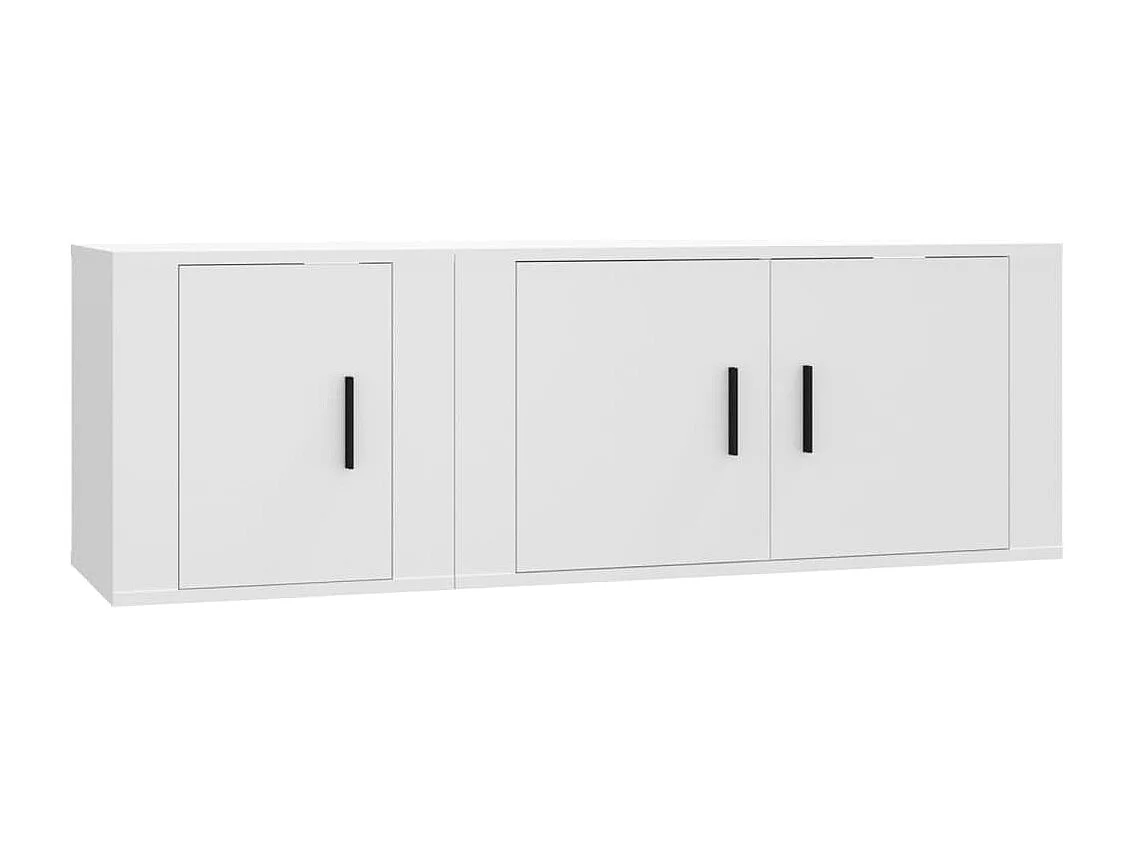 Ensemble de meuble TV 2 pc Blanc Bois d'ingénierie